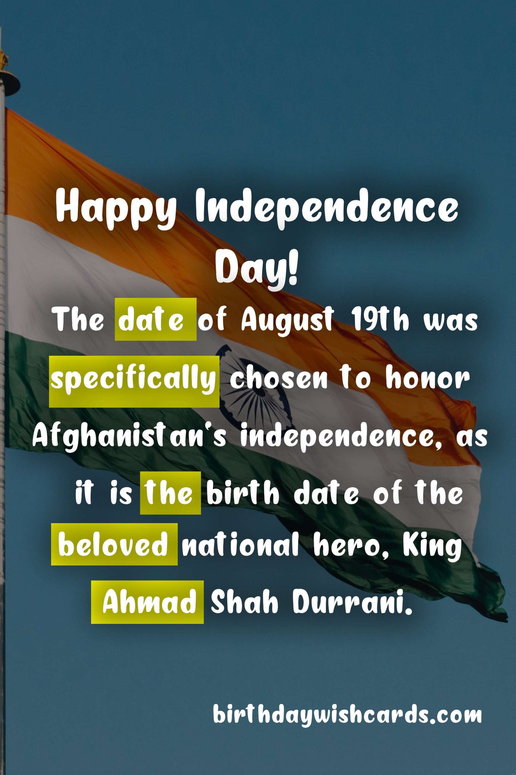 Celebrating Independence Day of Islamic Republic of Afghanistan u2013 August 19