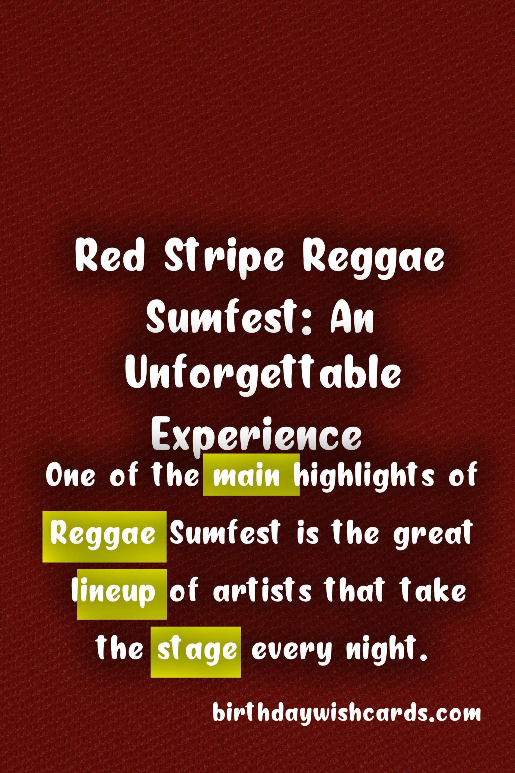 Red Stripe Reggae Sumfest - August: The Ultimate Reggae Experience