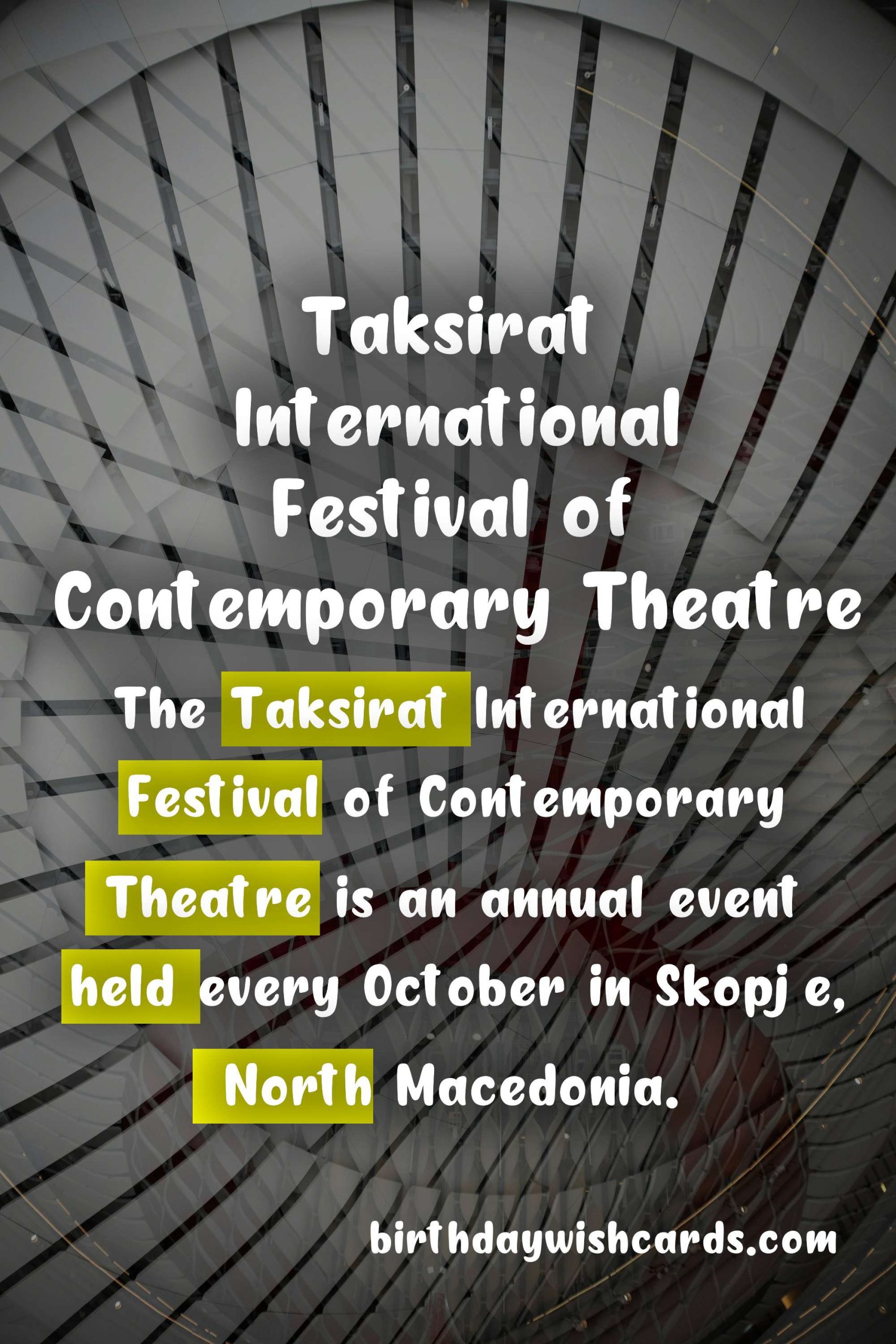 Taksirat International Festival of Contemporary Theatre (October)