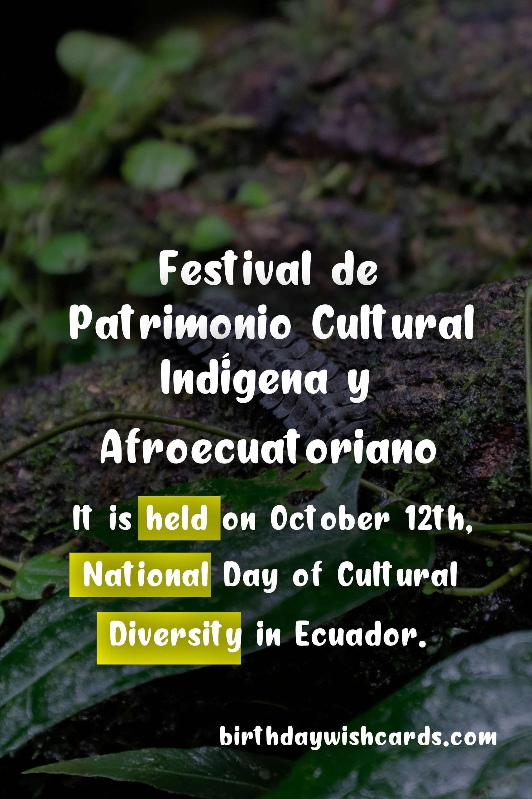 Festival de Patrimonio Cultural Indígena y Afroecuatoriano (Indigenous and Afro-Ecuadorian Cultural Heritage Festival) - October 12