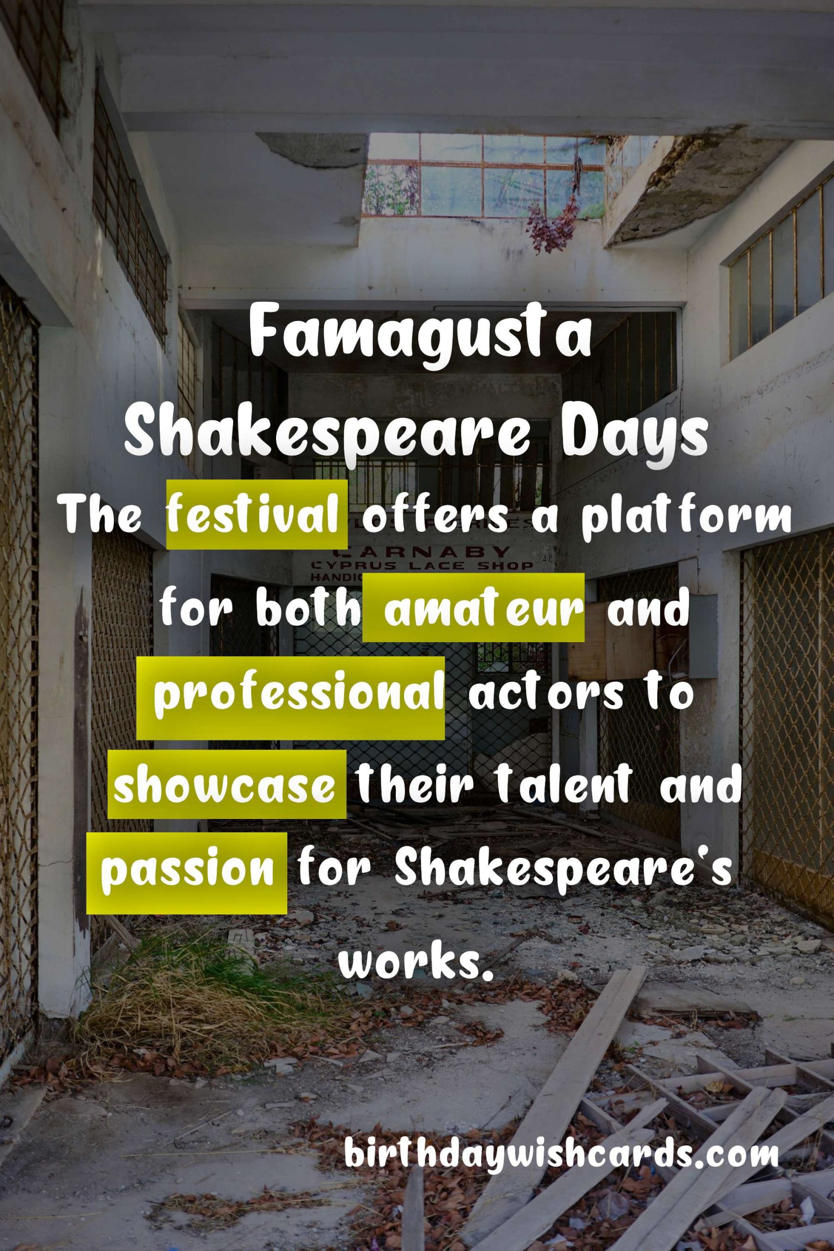 Famagusta Shakespeare Days - September/October