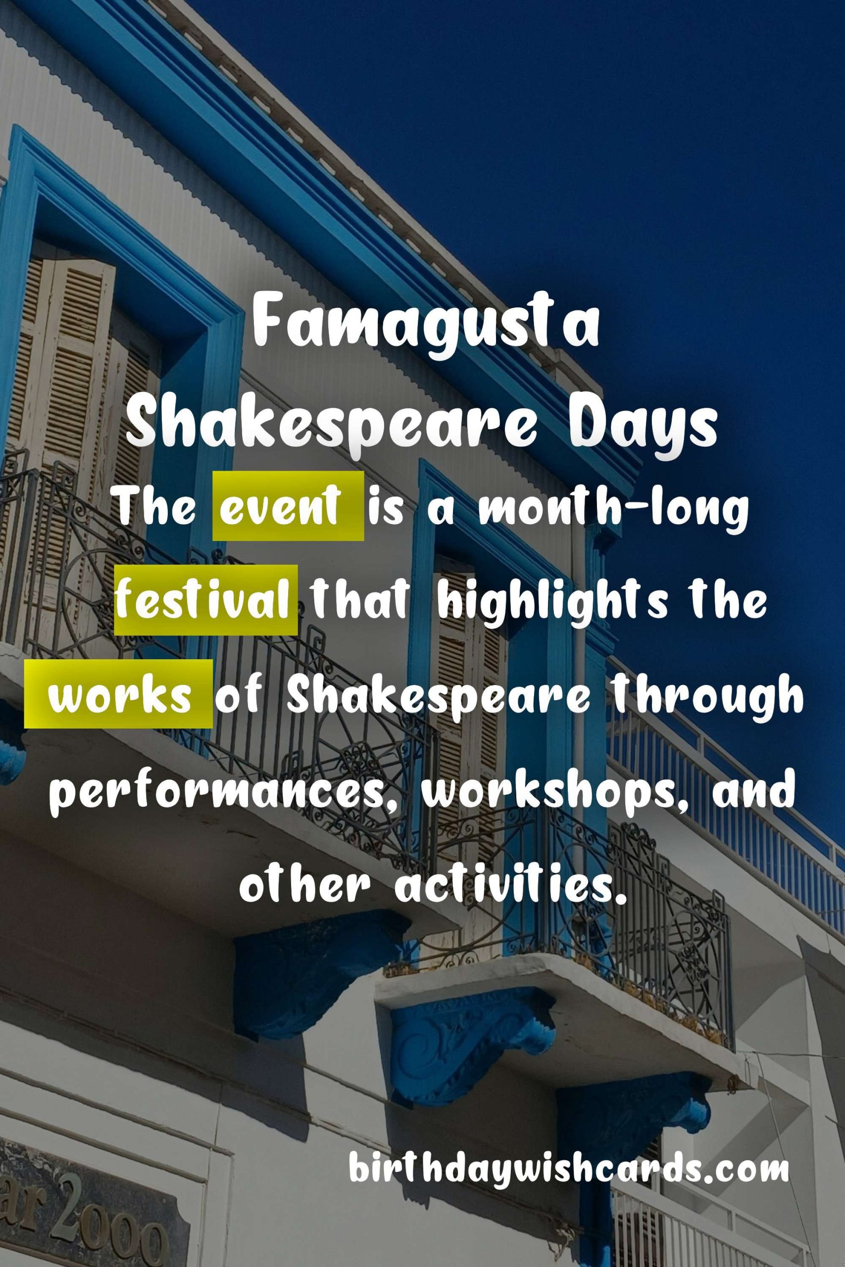 Famagusta Shakespeare Days - September/October