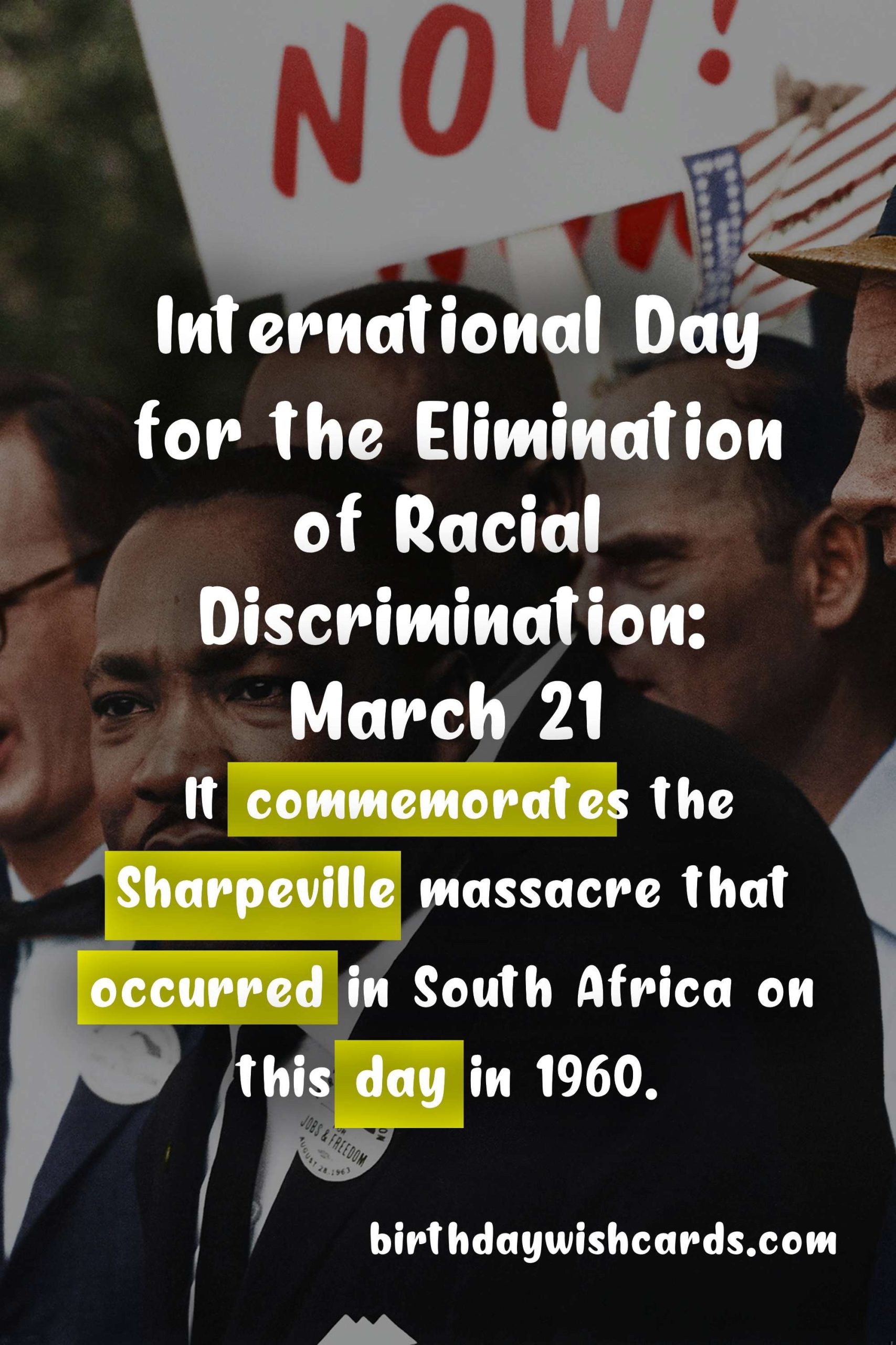 International Day for the Elimination of Racial Discrimination: March 21