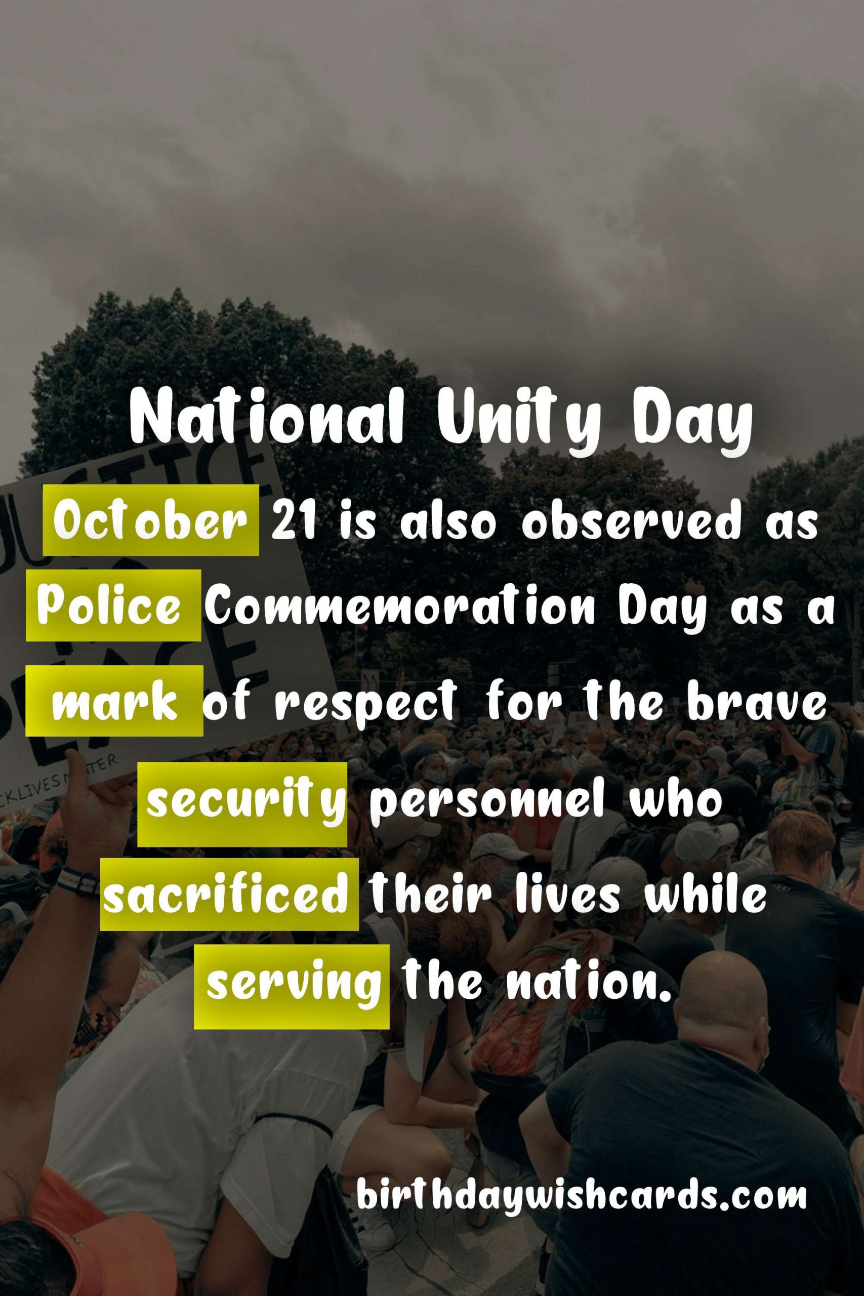 October 21: National Unity Day Celebration