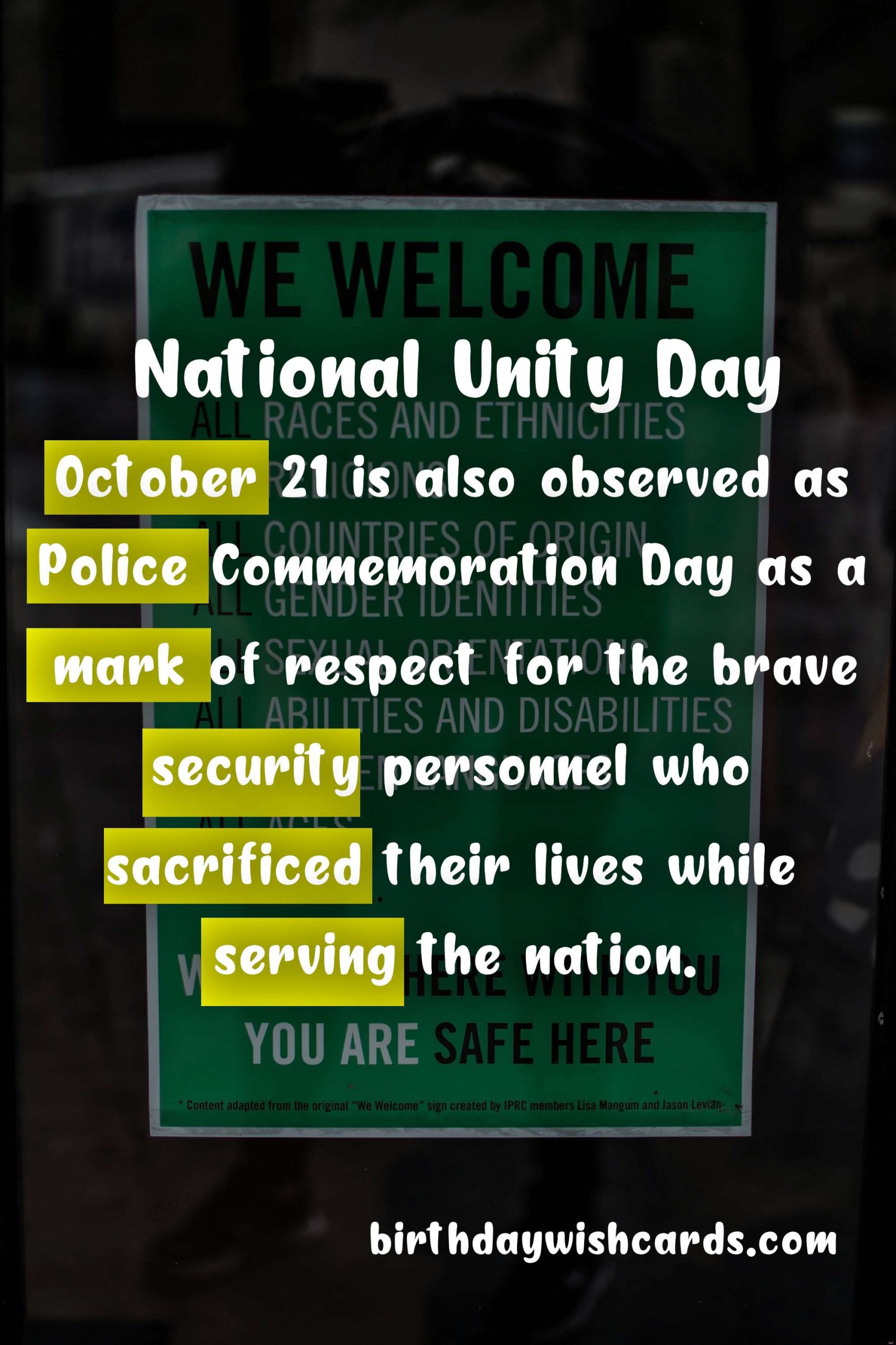 October 21: National Unity Day Celebration