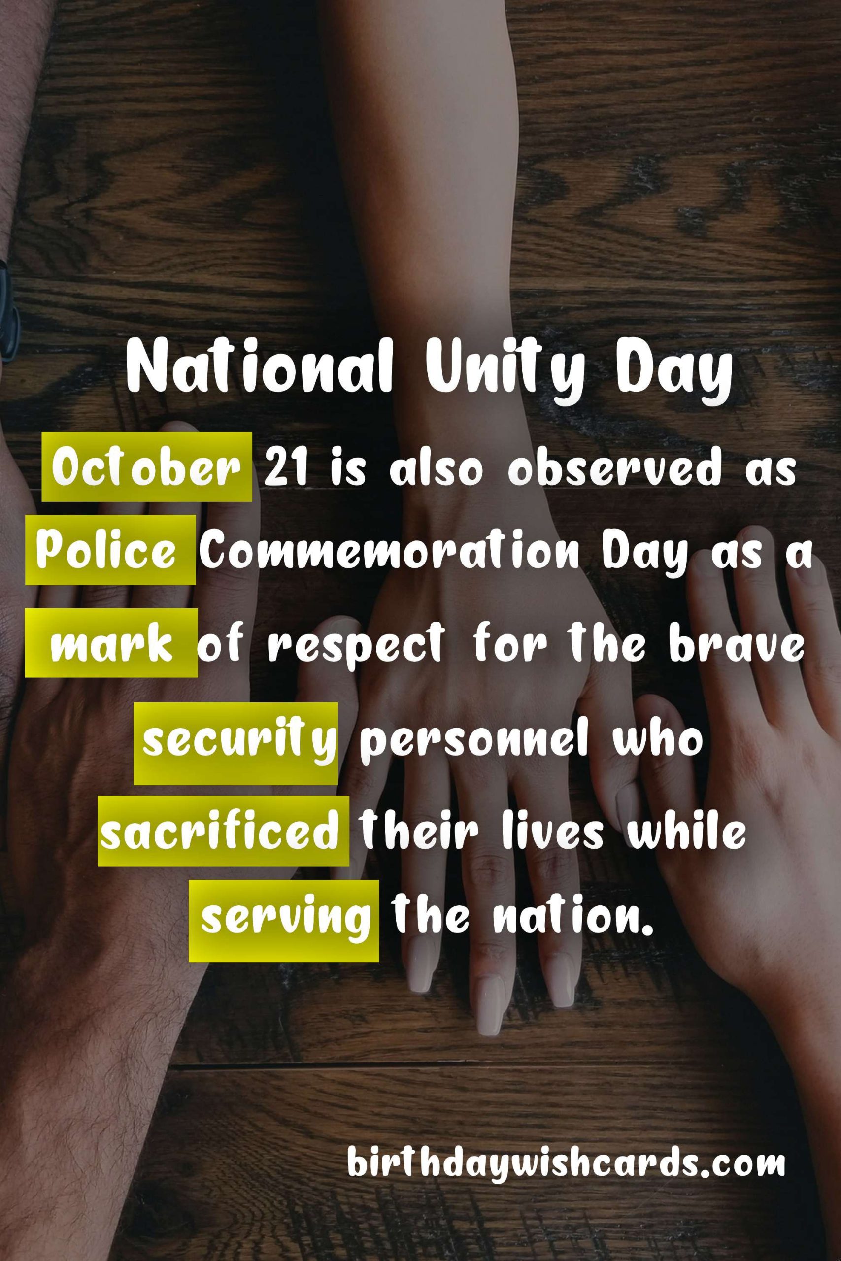 October 21: National Unity Day Celebration