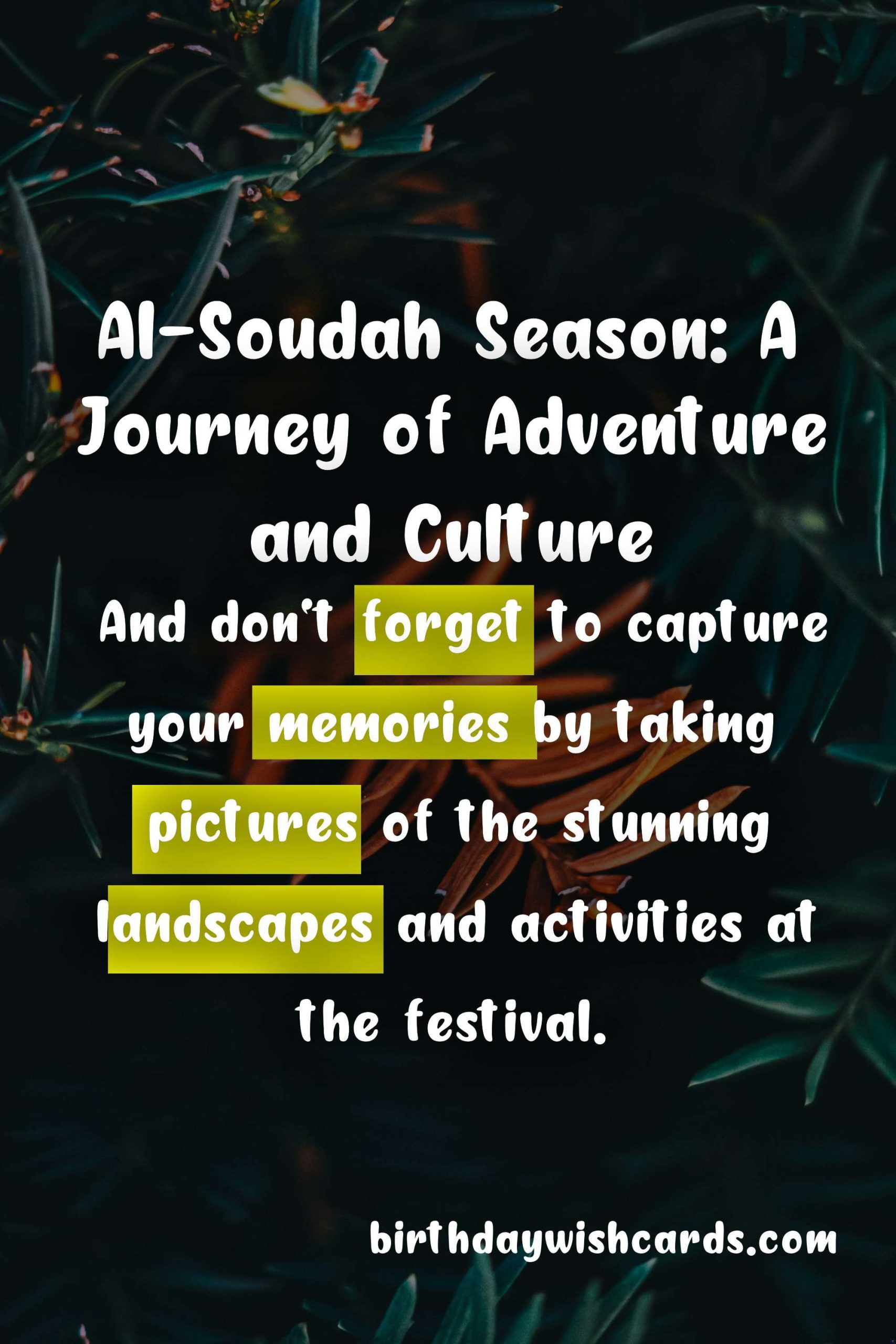 Experience the Ultimate Al-Soudah Season: A Mountain Tourism Festival in August-September