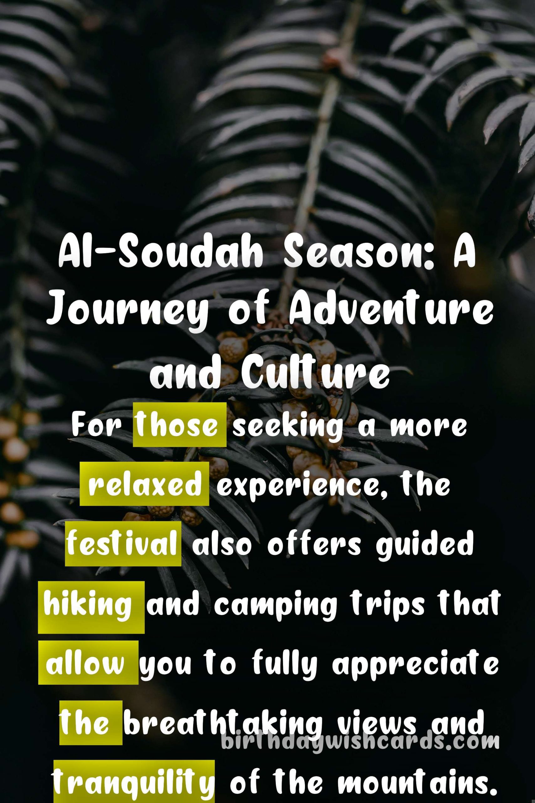 Experience the Ultimate Al-Soudah Season: A Mountain Tourism Festival in August-September