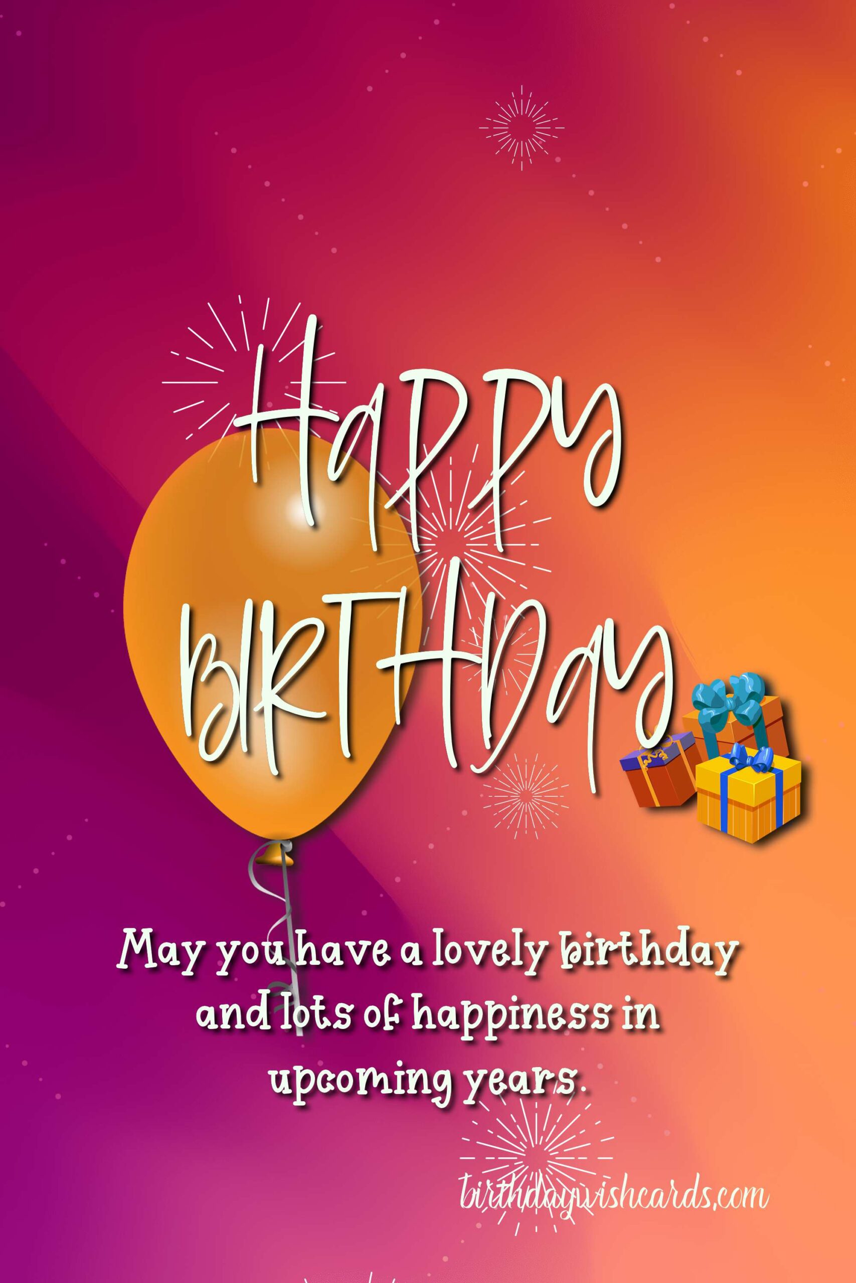 Birthday Wish Cards | Gift box, balloons and hat happy birthday images