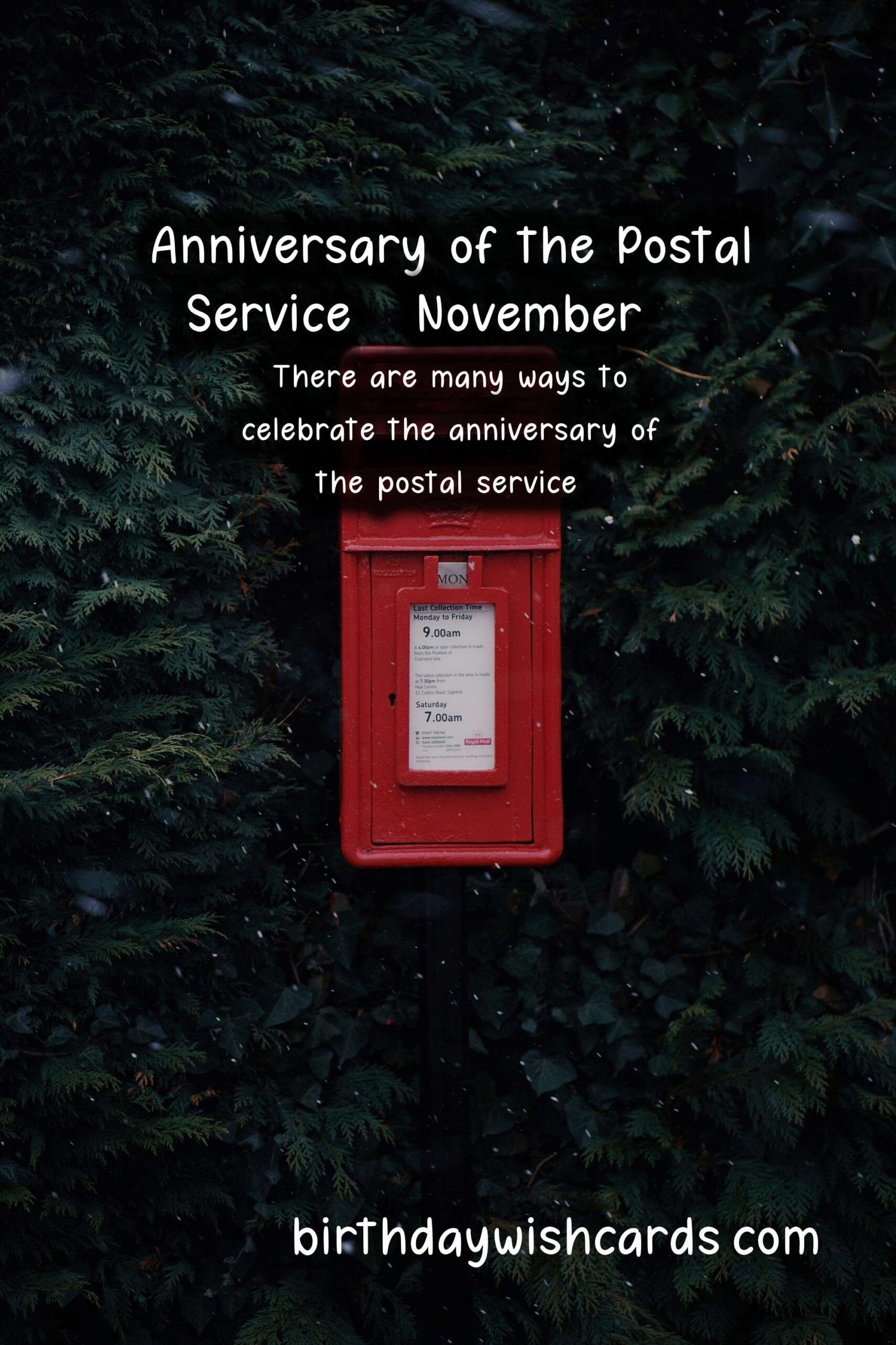 Anniversary of the Postal Service - November 16