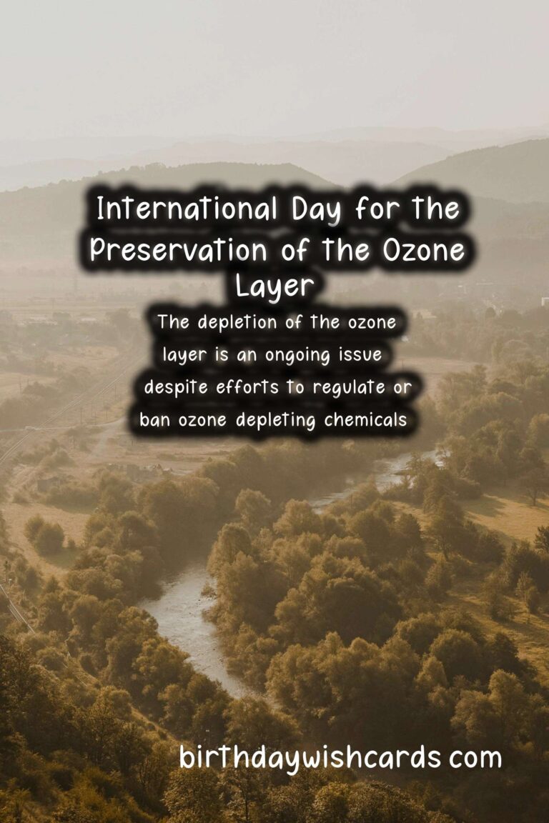 International Day for the Preservation of the Ozone Layer: September 16th