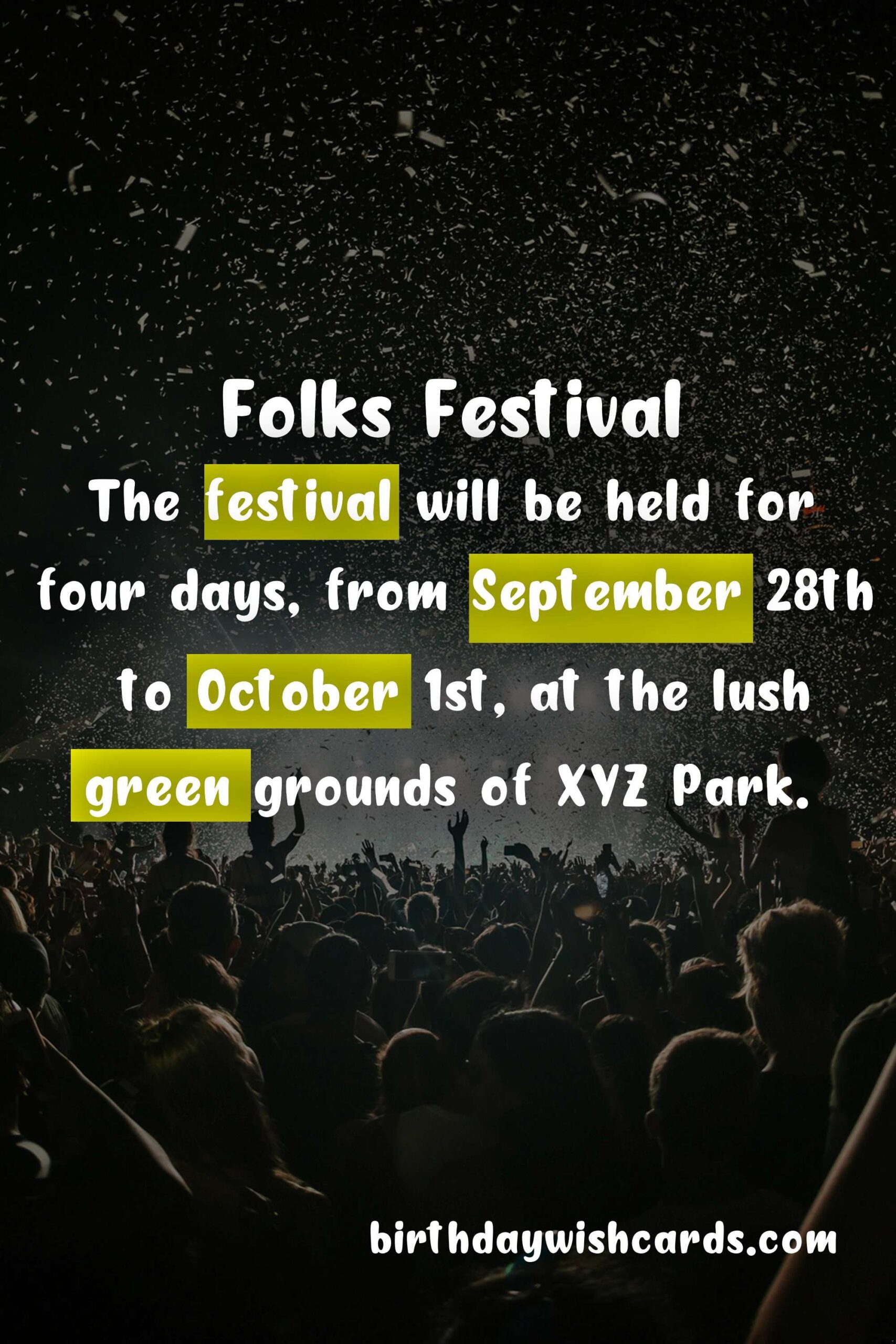 Birthday Wish Cards | Experience the Ultimate Folks Festival - September 28th- October 1st