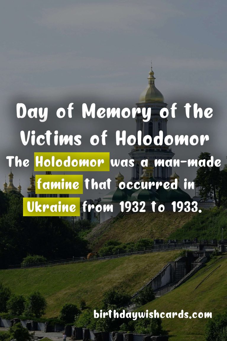 November 7 – Day of Memory of the Victims of Holodomor