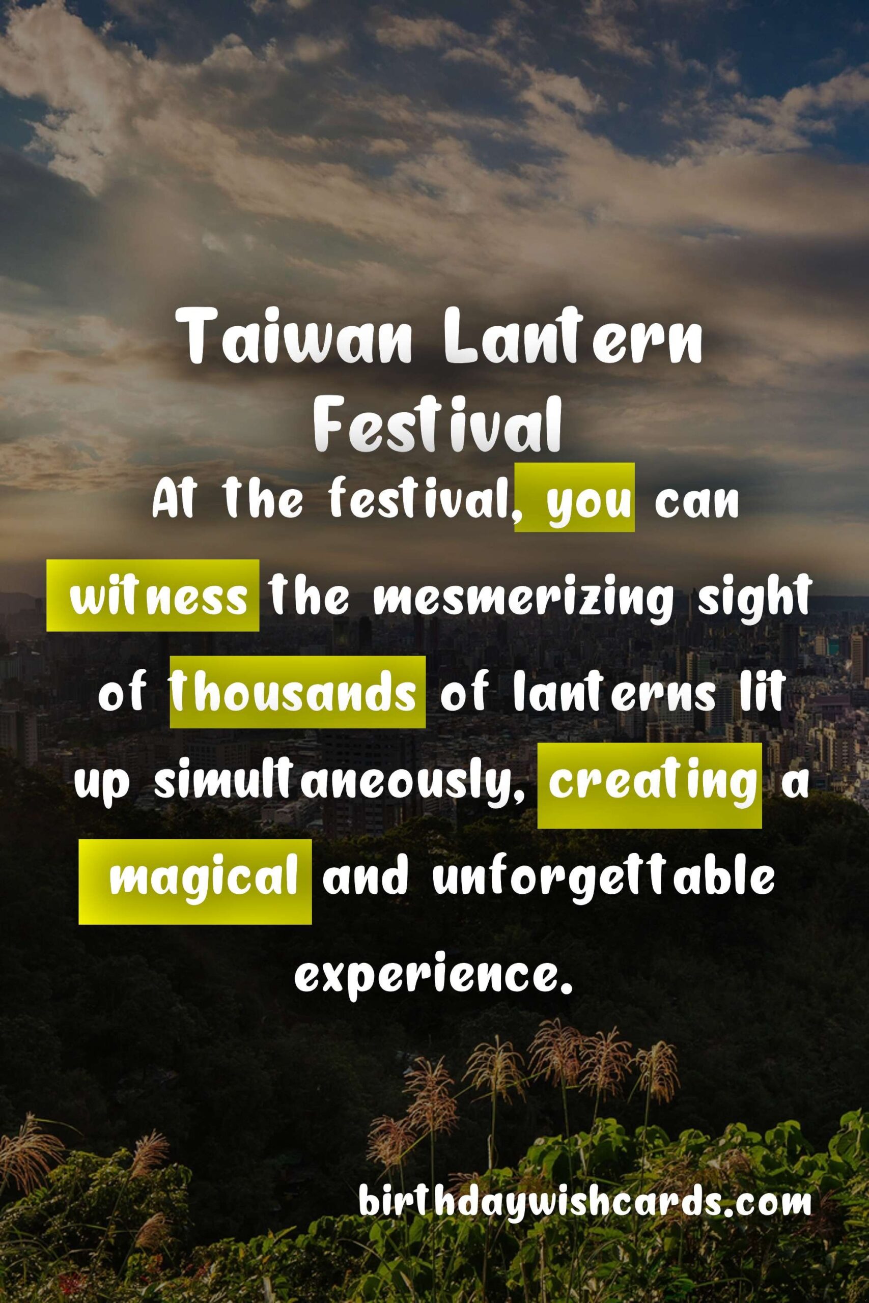 Birthday Wish Cards | Experience the Magic of Taiwan Lantern Festival (February/March)