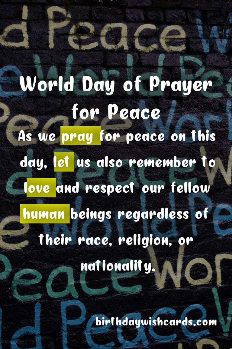 October 20 – World Day of Prayer for Peace