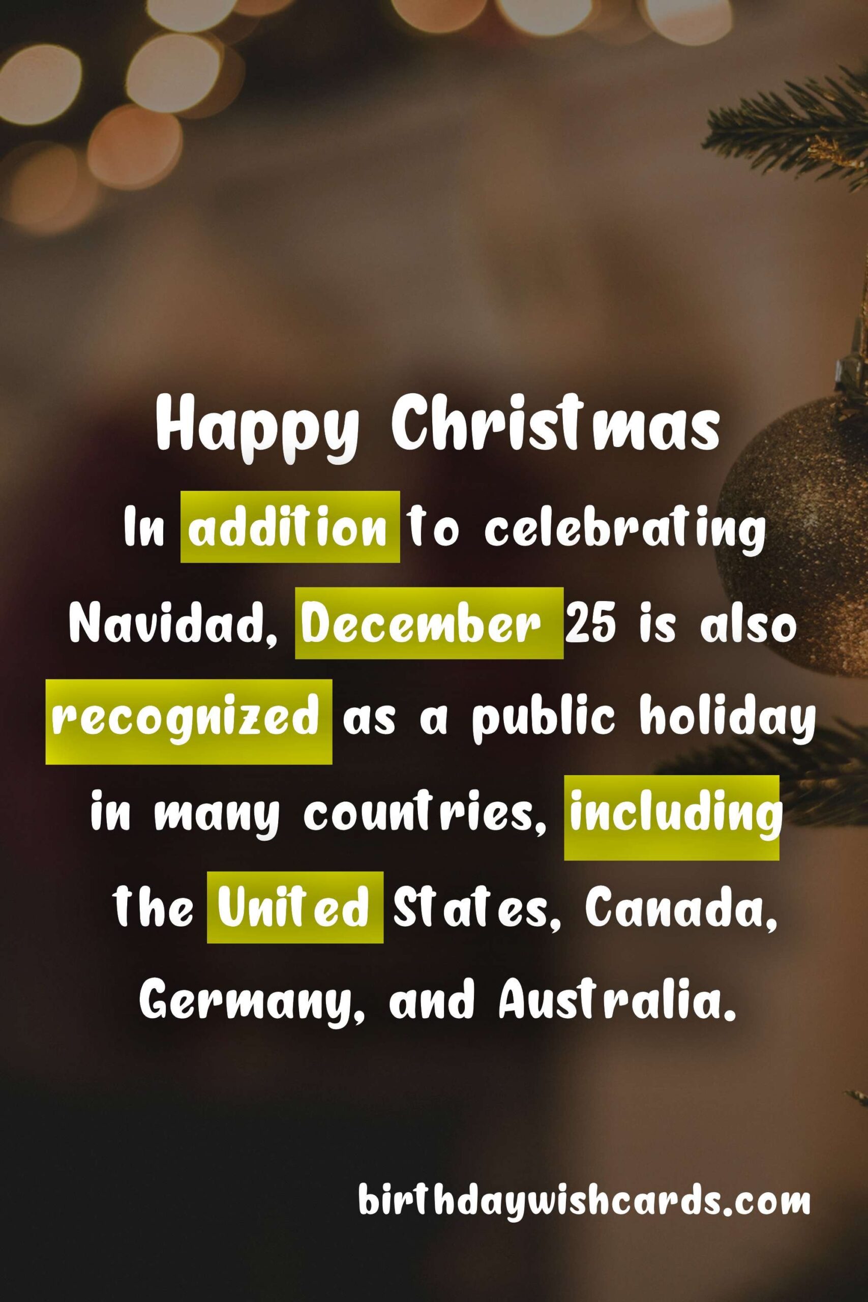 Birthday Wish Cards | Celebrate Navidad (Christmas) - December 25 with Joy and Happiness