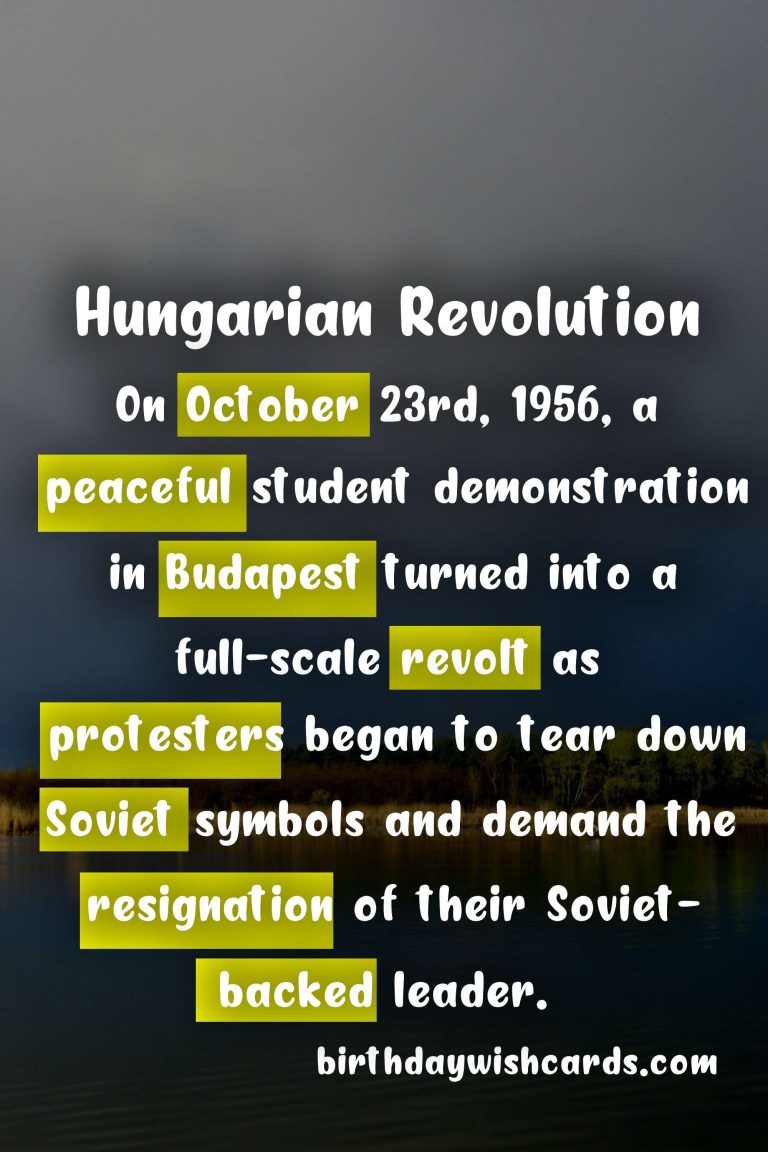 October 23 – National Day: Commemorating the 1956 Hungarian Revolution and War of Independence