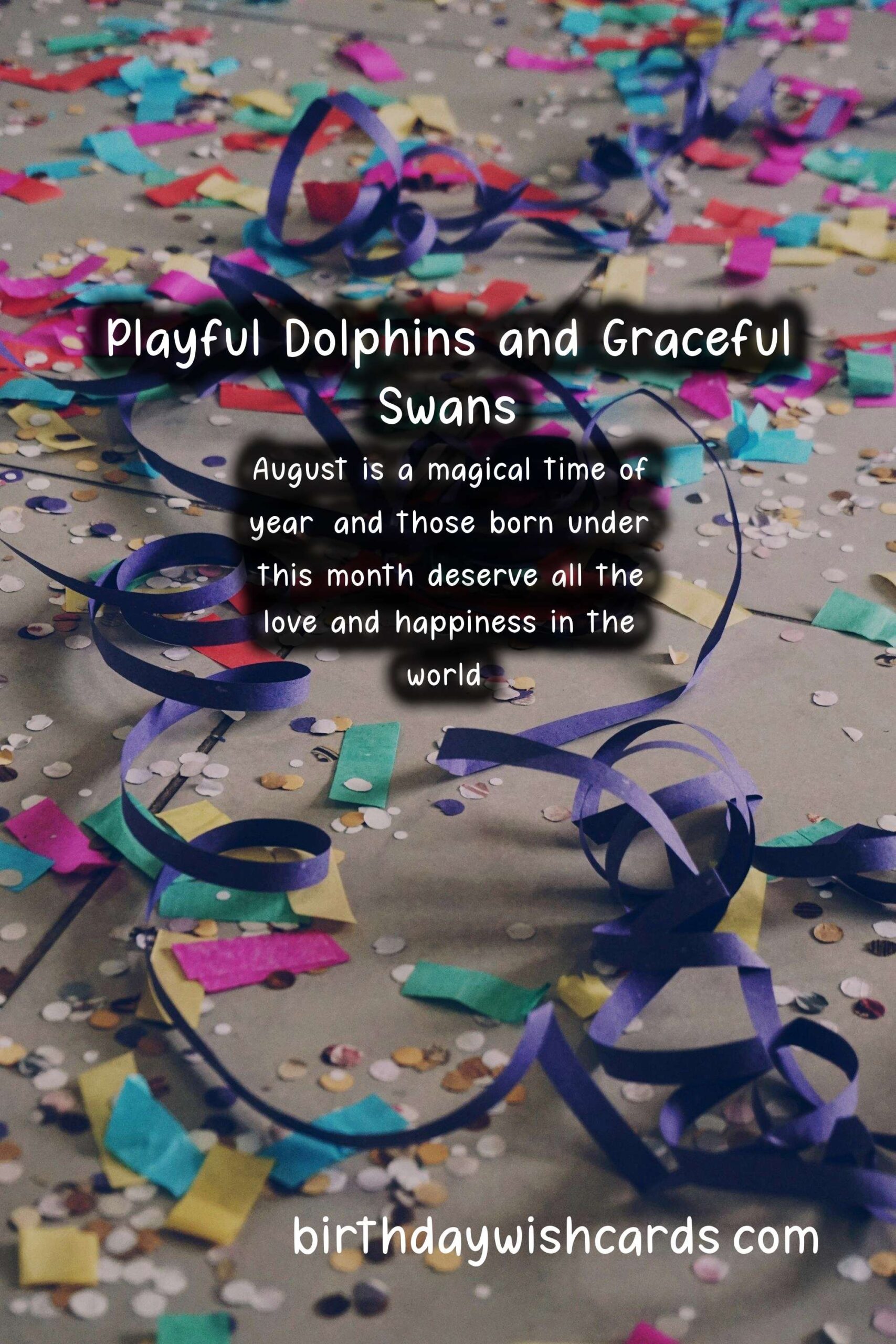 August Birthday Wishes: Playful Dolphins and Graceful Swans